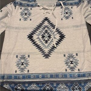 Aztec Print Lace-Up Top xxl new in bag